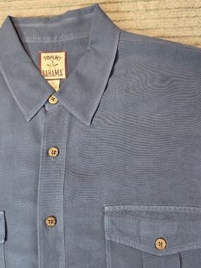 Tommy Bahama Mens XL Silk Long Sleeve Button Down Shirt, Gray. EUC. Dry Cleaned